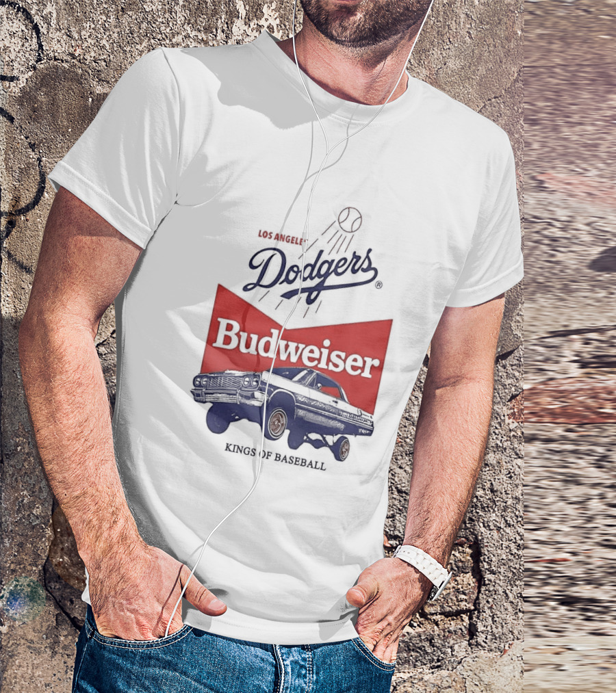 Los Angeles Dodgers Budweiser Kings Of Baseball Retro Car T-Shirt