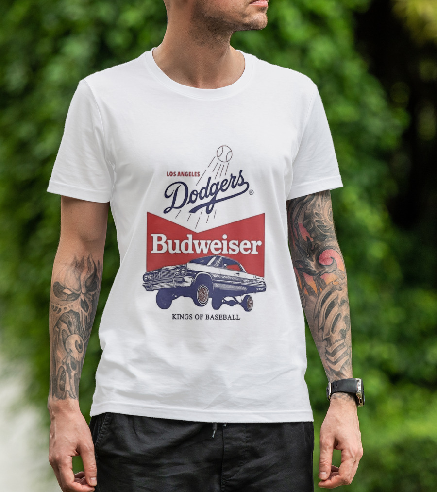 Los Angeles Dodgers Budweiser Kings Of Baseball Retro Car T-Shirt