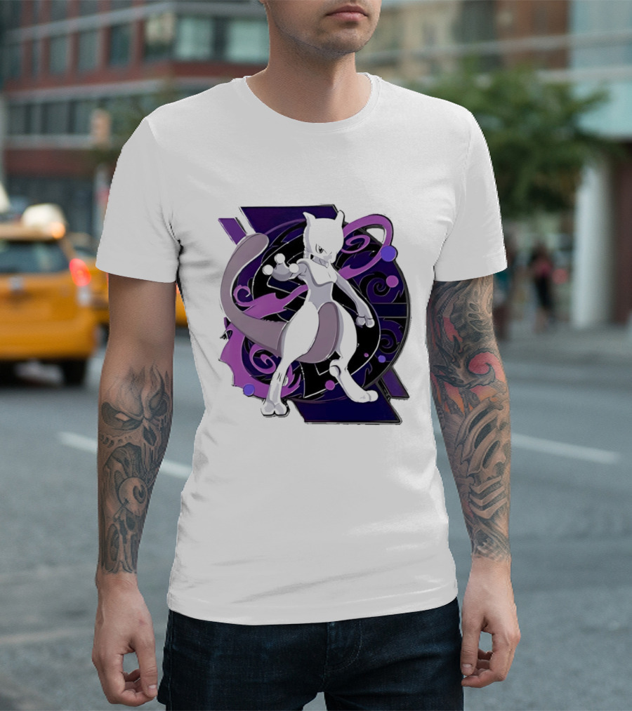 Pokemon Mewtwo Psychic Power Strike Dynamic Pose T-Shirt