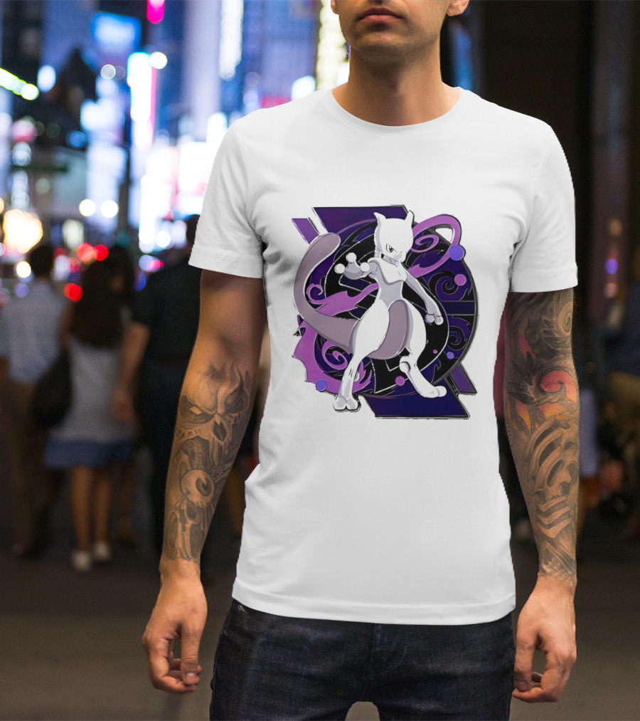 Pokemon Mewtwo Psychic Power Strike Dynamic Pose T-Shirt