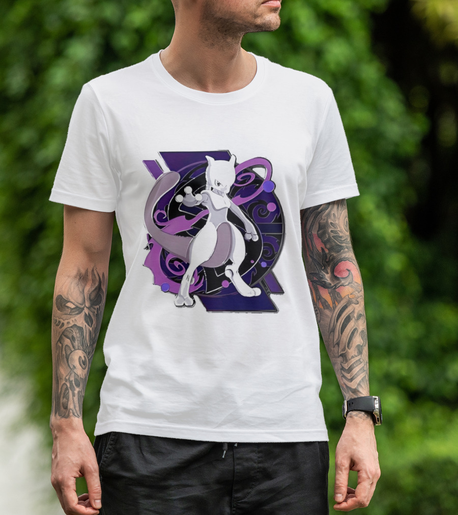 Pokemon Mewtwo Psychic Power Strike Dynamic Pose T-Shirt