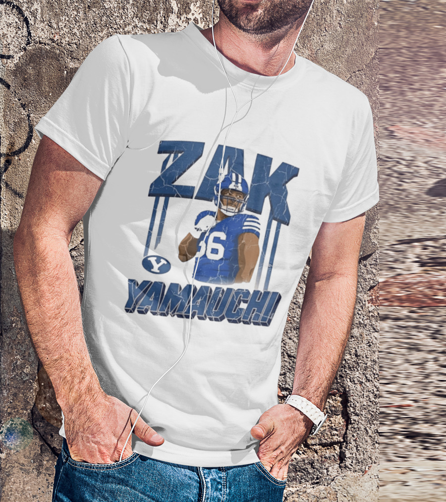Zak Yamauchi Football Number 66 Blue And Green T-Shirt