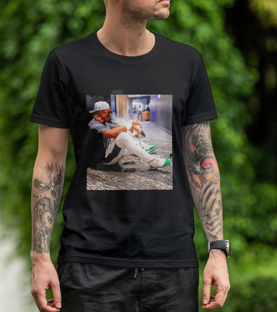 Jalen Hurts Philadelphia Eagles Smoking Trophy Cigar Celebratory Moment T-Shirt