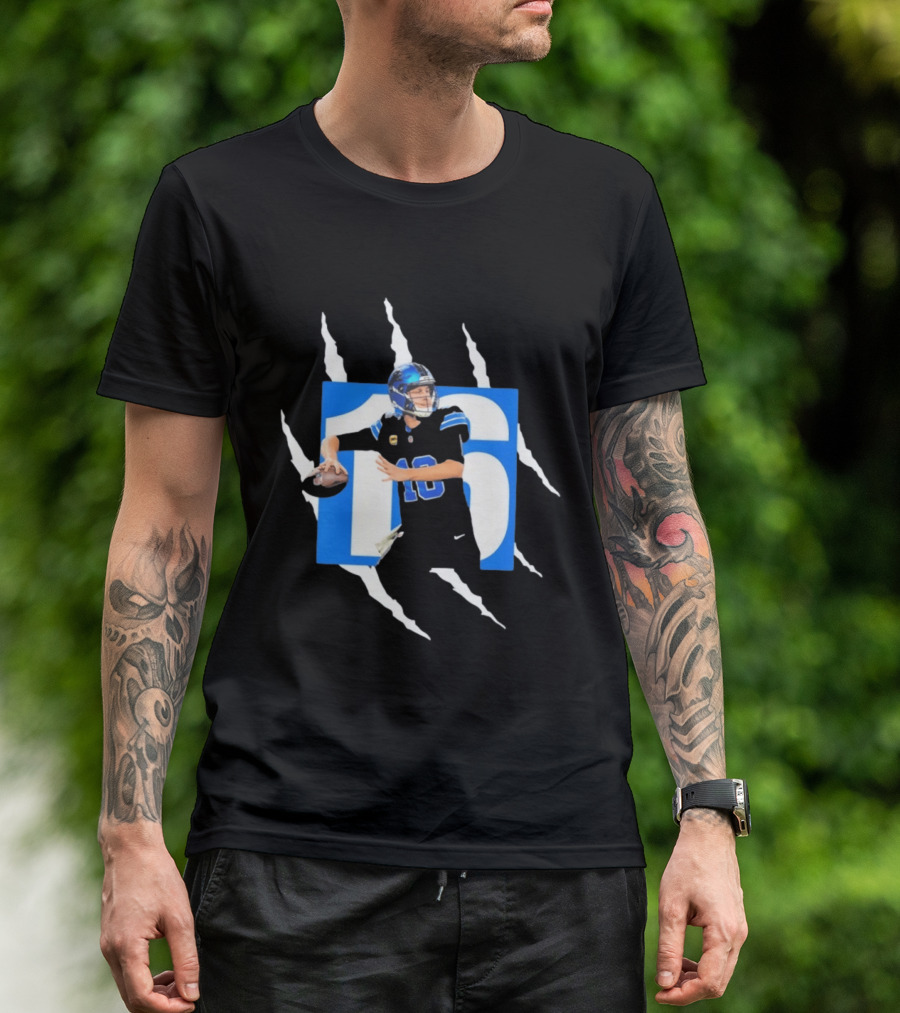 Jared Goff 16 Claw Scratch Football Quarterback T-Shirt