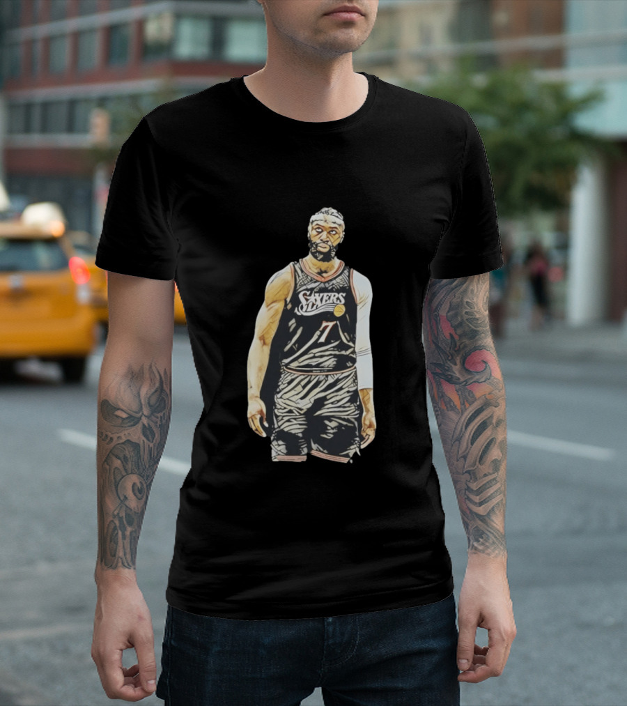 Jaylen Brown Sixers 7 Basketball Player Sketch T-Shirt