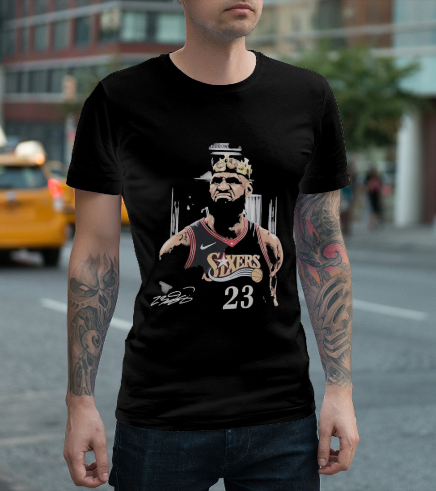 Philadelphia 76ers LeBron James Crown 23 Signature Basketball T-Shirt