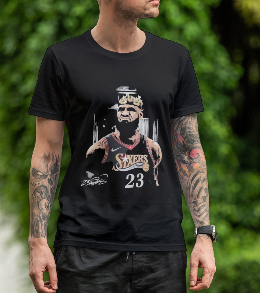 Philadelphia 76ers LeBron James Crown 23 Signature Basketball T-Shirt