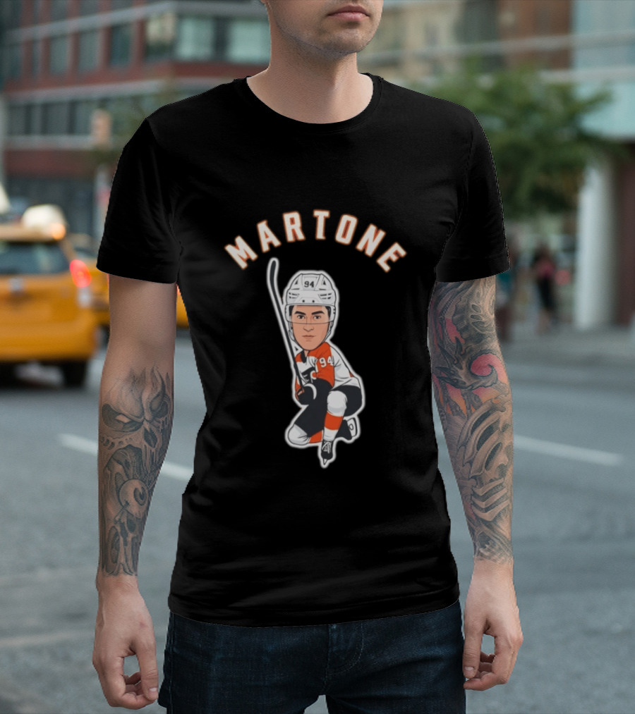 Martone 94 Hockey Player Cartoon T-Shirt