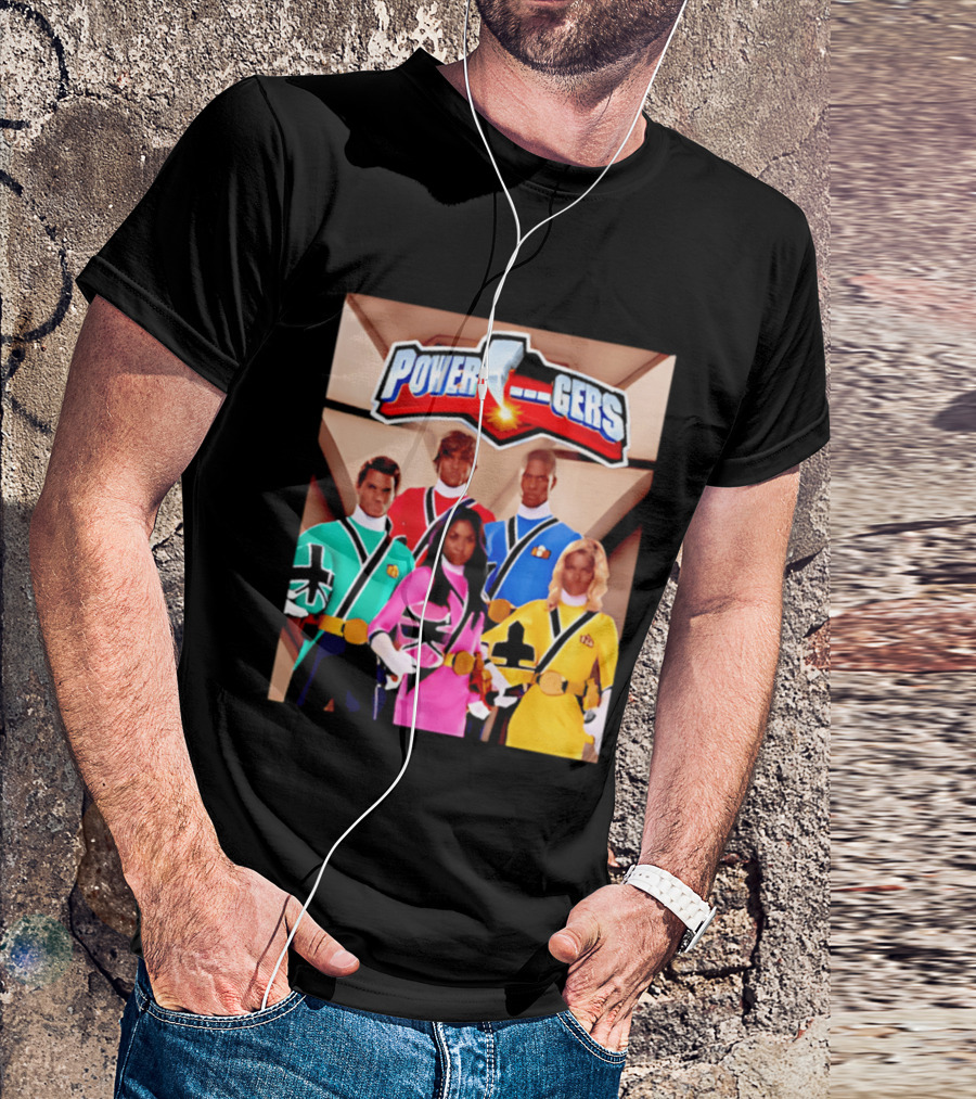 Power Rangers Samurai Team Red Green Pink Yellow Blue Characters T-Shirt