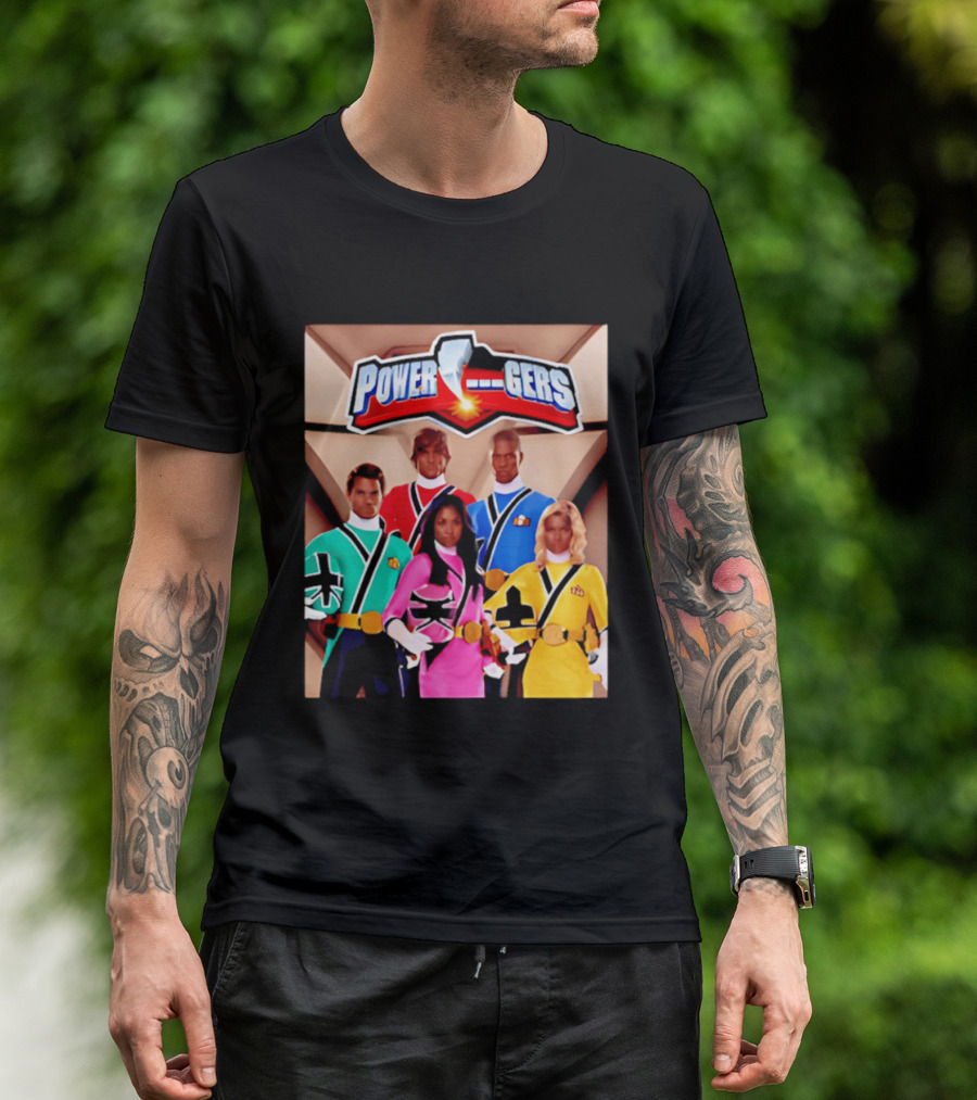 Power Rangers Samurai Team Red Green Pink Yellow Blue Characters T-Shirt