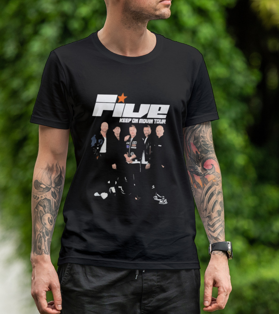 Five Keep On Movin Tour 90s Boyband Nostalgia Star T-Shirt