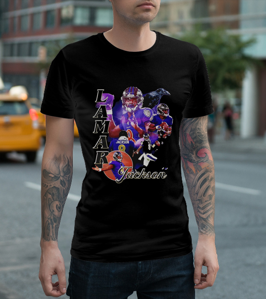 Lamar Jackson Baltimore Ravens Football Collage T-Shirt