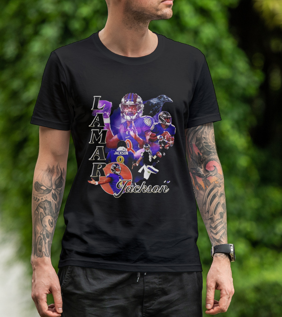 Lamar Jackson Baltimore Ravens Football Collage T-Shirt