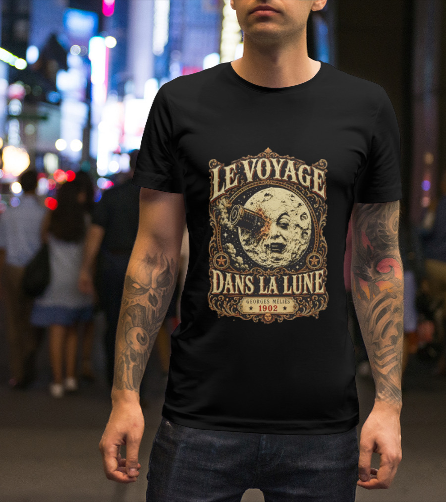Le Voyage Dans La Lune Georges Méliès 1902 Vintage Space Adventure Moon Face T-Shirt