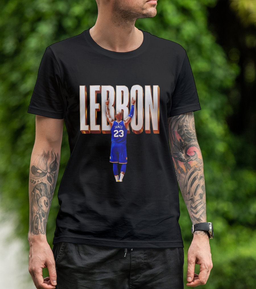 LeBron James 23 Philadelphia 76ers Gold Letter Jersey T-Shirt