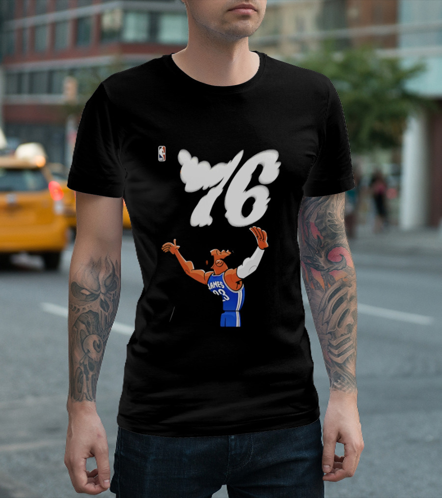 LeBron James 23 Cartoon 76 Philadelphia NBA Jersey Basketball T-Shirt