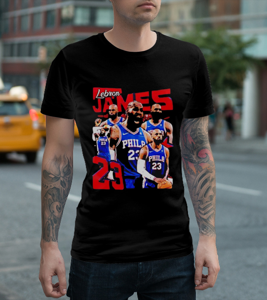 LeBron James No 23 Philadelphia 76ers Collage Legends T-Shirt