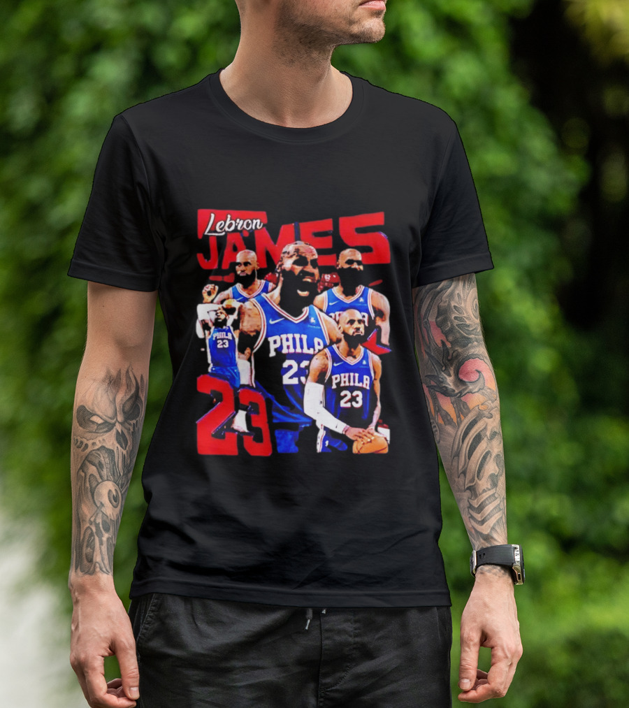 LeBron James No 23 Philadelphia 76ers Collage Legends T-Shirt