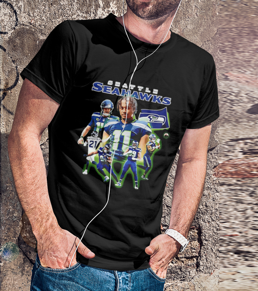 Seattle Seahawks Witherspoon 21 14 11 99 Player Collage T-Shirt