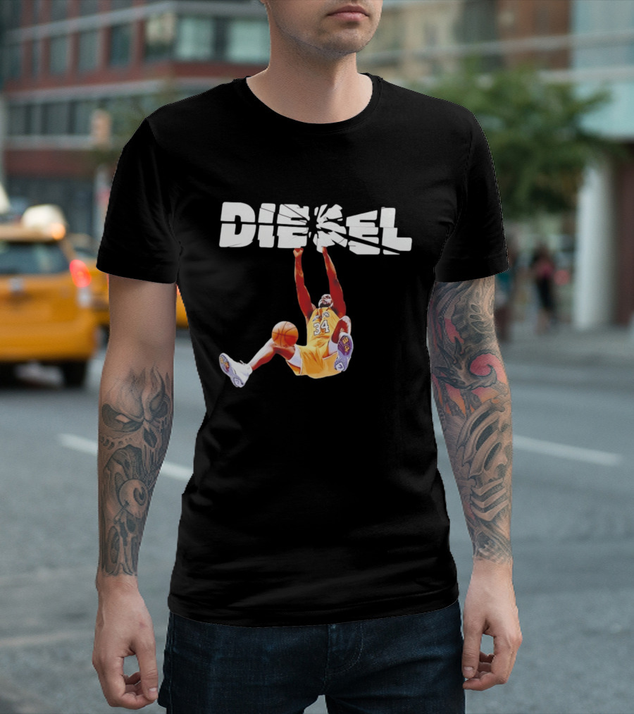 Shaquille O'Neal Diesel Broken Glass Lakers 34 Dunk T-Shirt
