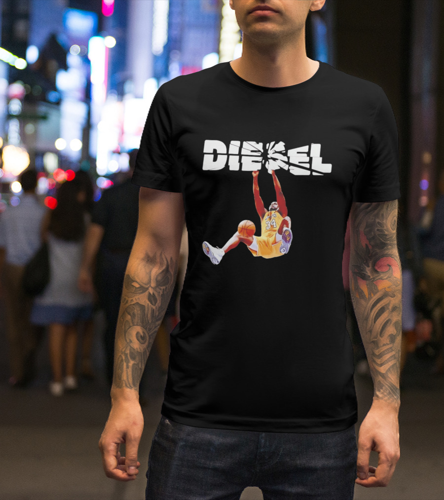 Shaquille O'Neal Diesel Broken Glass Lakers 34 Dunk T-Shirt