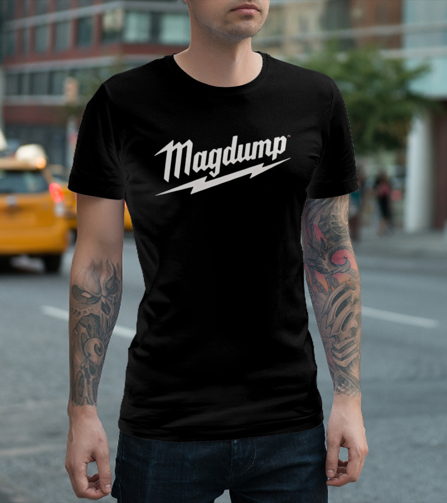 Magdump Shooting Firearms Tactical Gun Culture Lightning Bolt T-Shirt