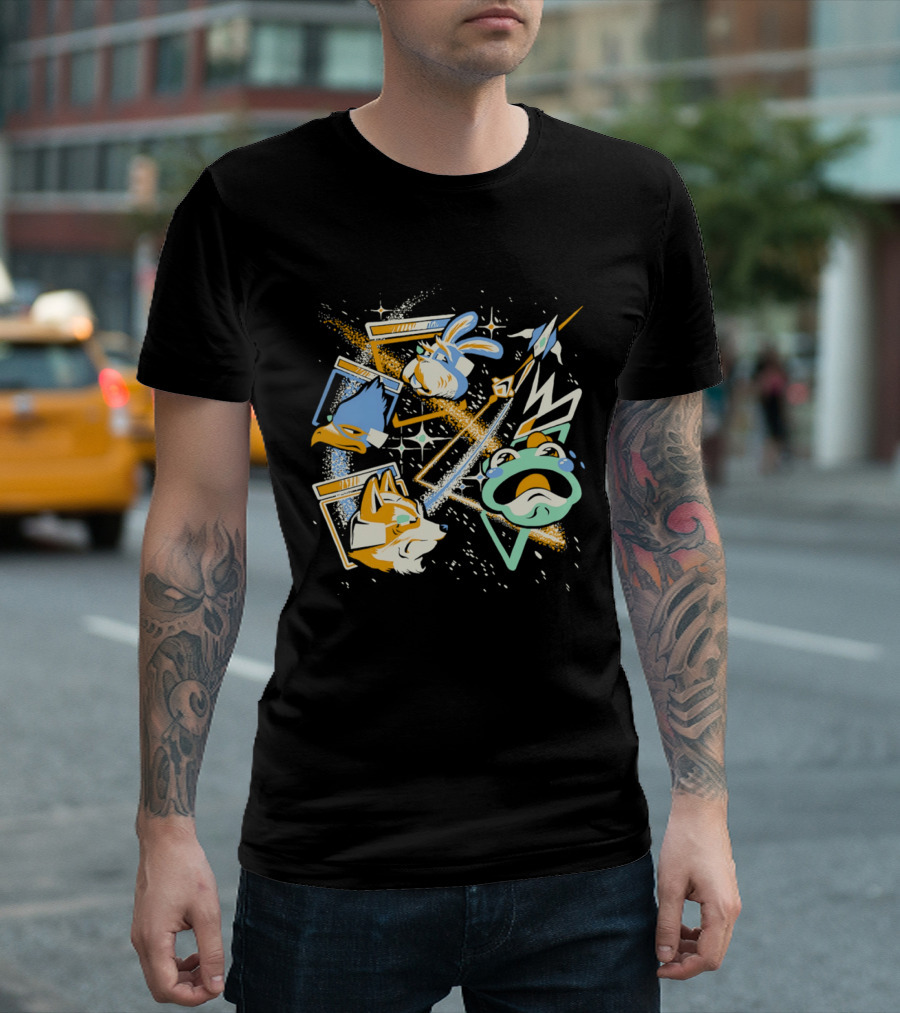 Star Fox Slippy Toad Peppy Hare Falco Lombardi Retro Game Characters T-Shirt