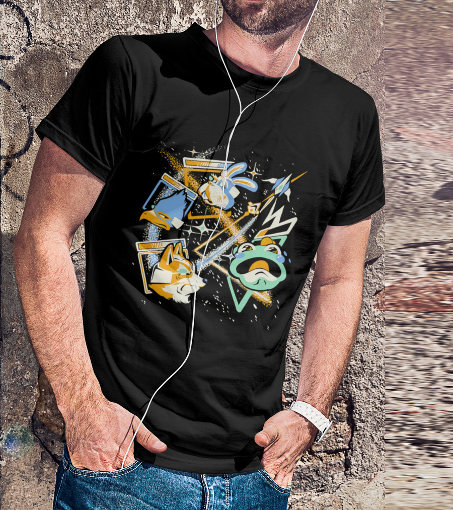 Star Fox Slippy Toad Peppy Hare Falco Lombardi Retro Game Characters T-Shirt