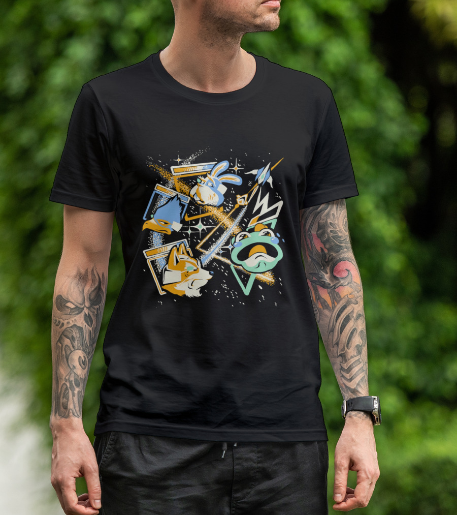 Star Fox Slippy Toad Peppy Hare Falco Lombardi Retro Game Characters T-Shirt