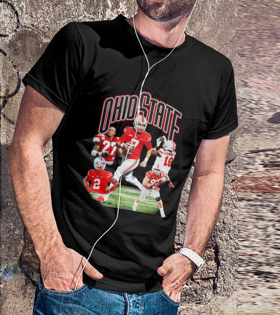 Ohio State Football Collage Featuring Harrison Jr And Star Players T-Shirt