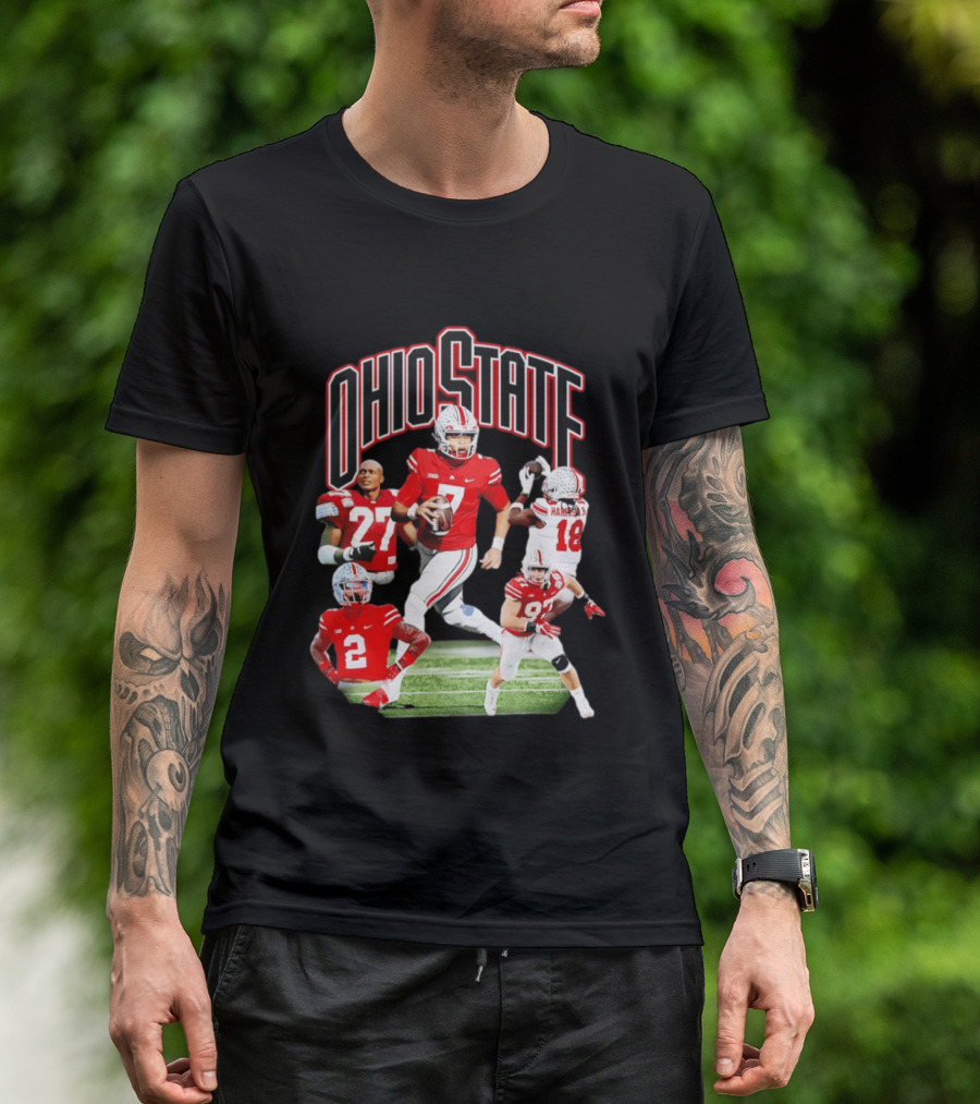 Ohio State Football Collage Featuring Harrison Jr And Star Players T-Shirt