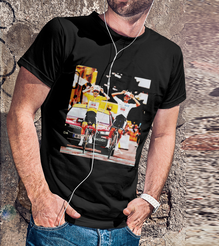 Tadej Pogačar Isaac Del Toro UAE Team Emirates Cycling Skoda Tour Celebratory Finish T-Shirt
