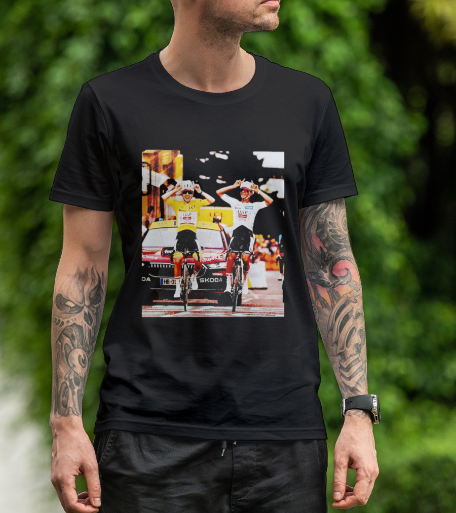 Tadej Pogačar Isaac Del Toro UAE Team Emirates Cycling Skoda Tour Celebratory Finish T-Shirt