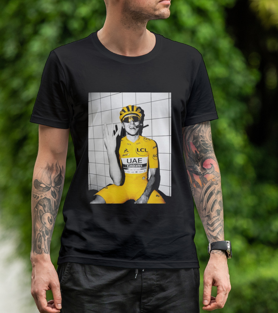 Tadej Pogačar UAE Emirates LCL Yellow Jersey Cycling Champion T-Shirt