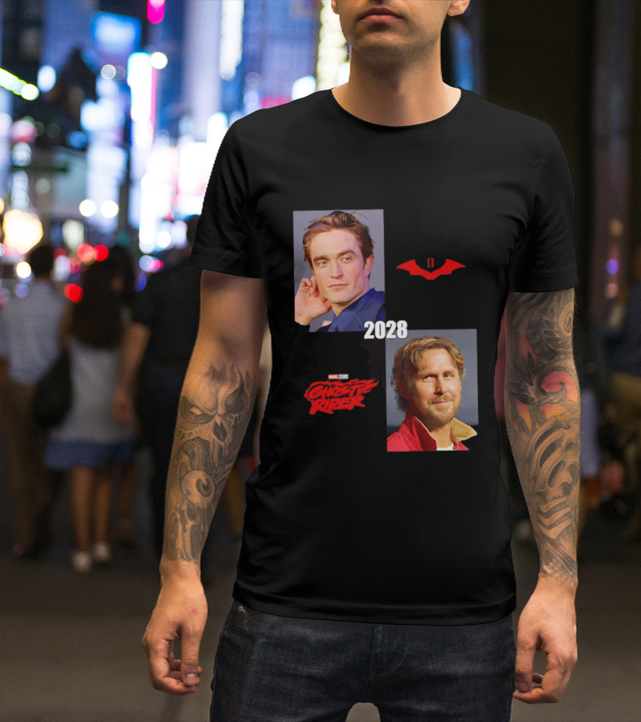 The Batman 2 2028 Marvel Studios Ghost Rider Robert Pattinson Ryan Gosling T-Shirt