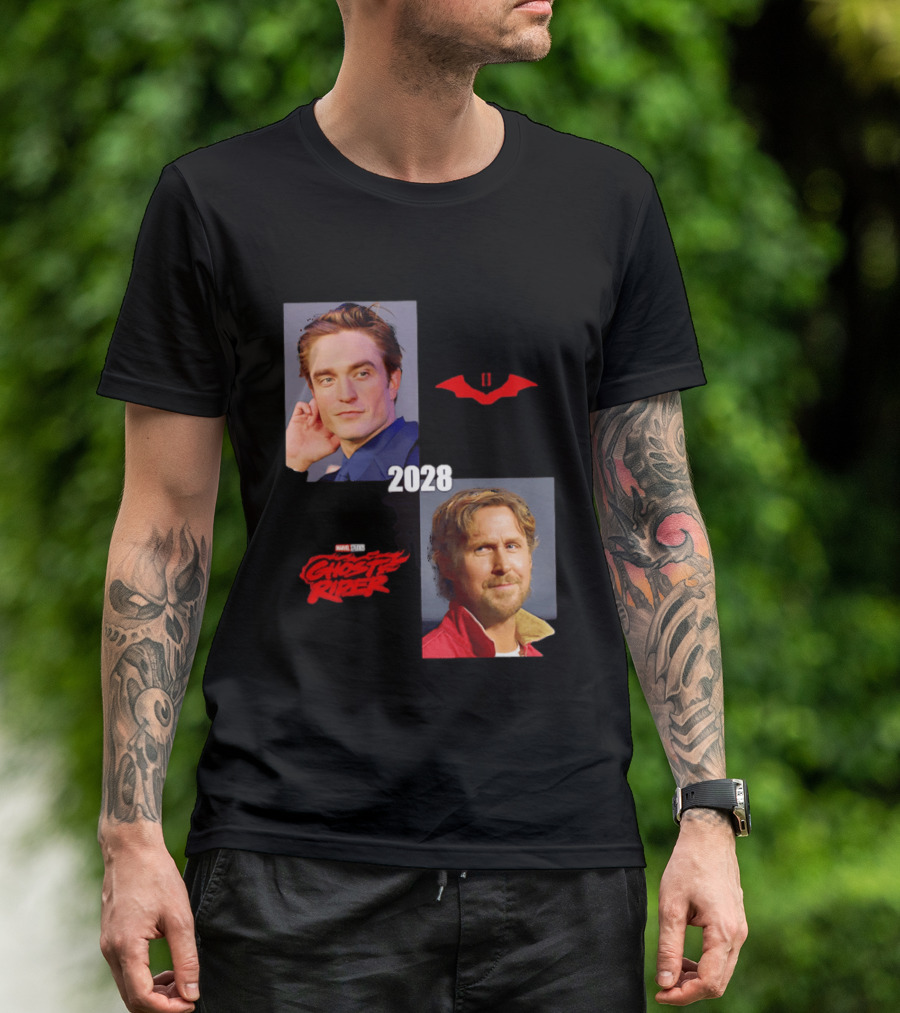 The Batman 2 2028 Marvel Studios Ghost Rider Robert Pattinson Ryan Gosling T-Shirt