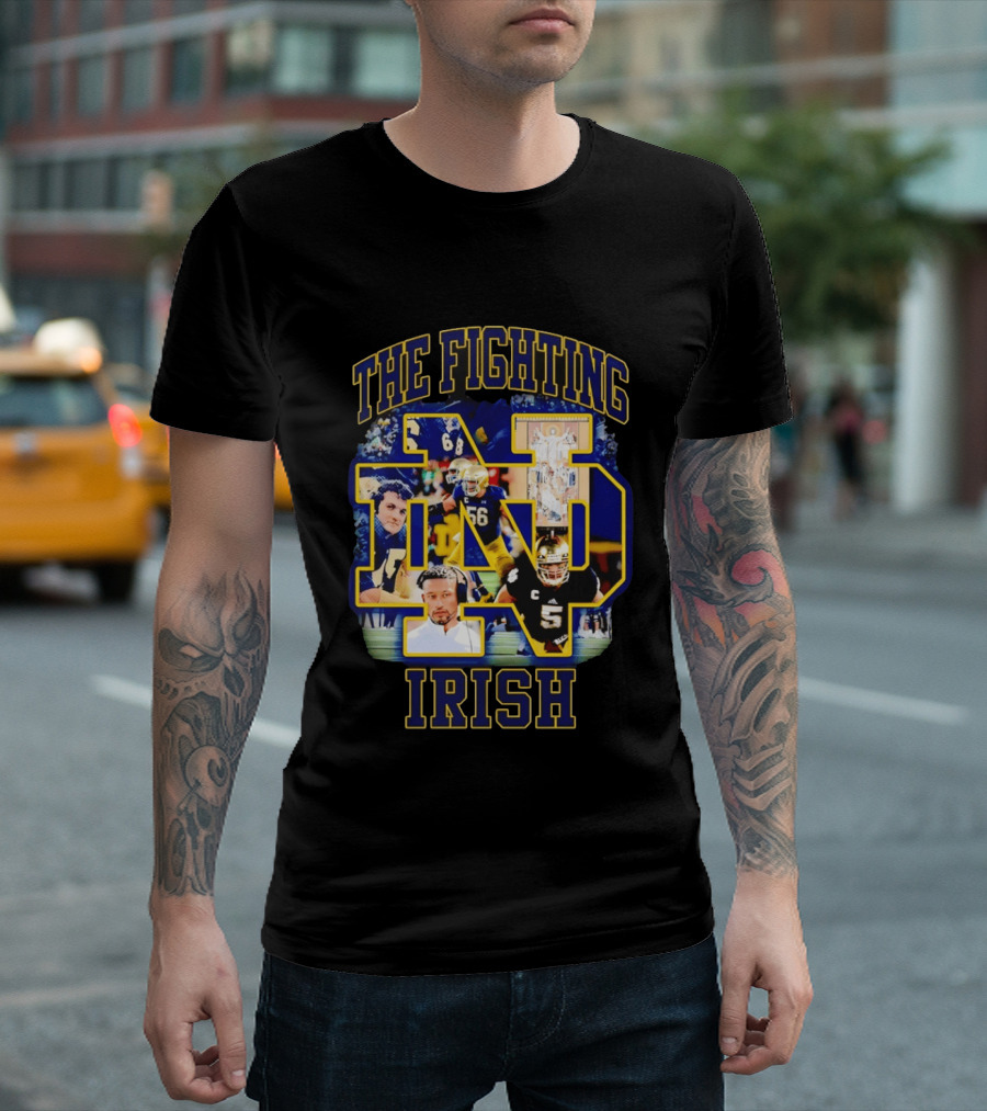 The Fighting Irish Notre Dame Collage With Marcus Freeman Players T-Shirt