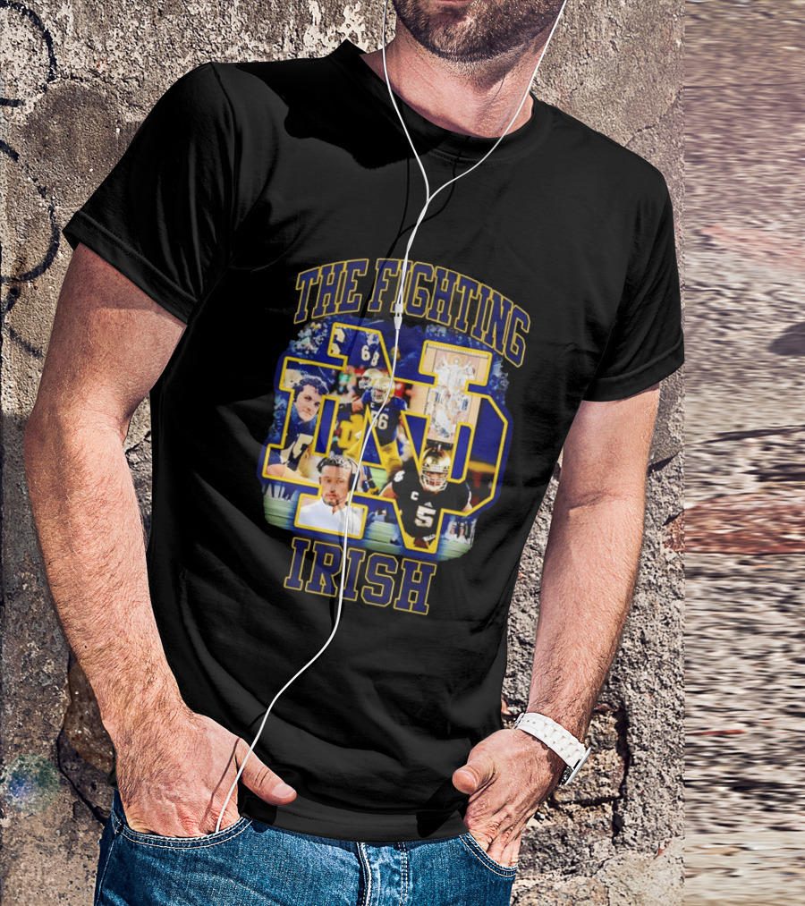 The Fighting Irish Notre Dame Collage With Marcus Freeman Players T-Shirt