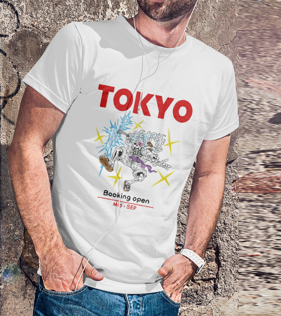Tokyo Booking Open Mid Sep One Piece Luffy Skeleton Burst T-Shirt