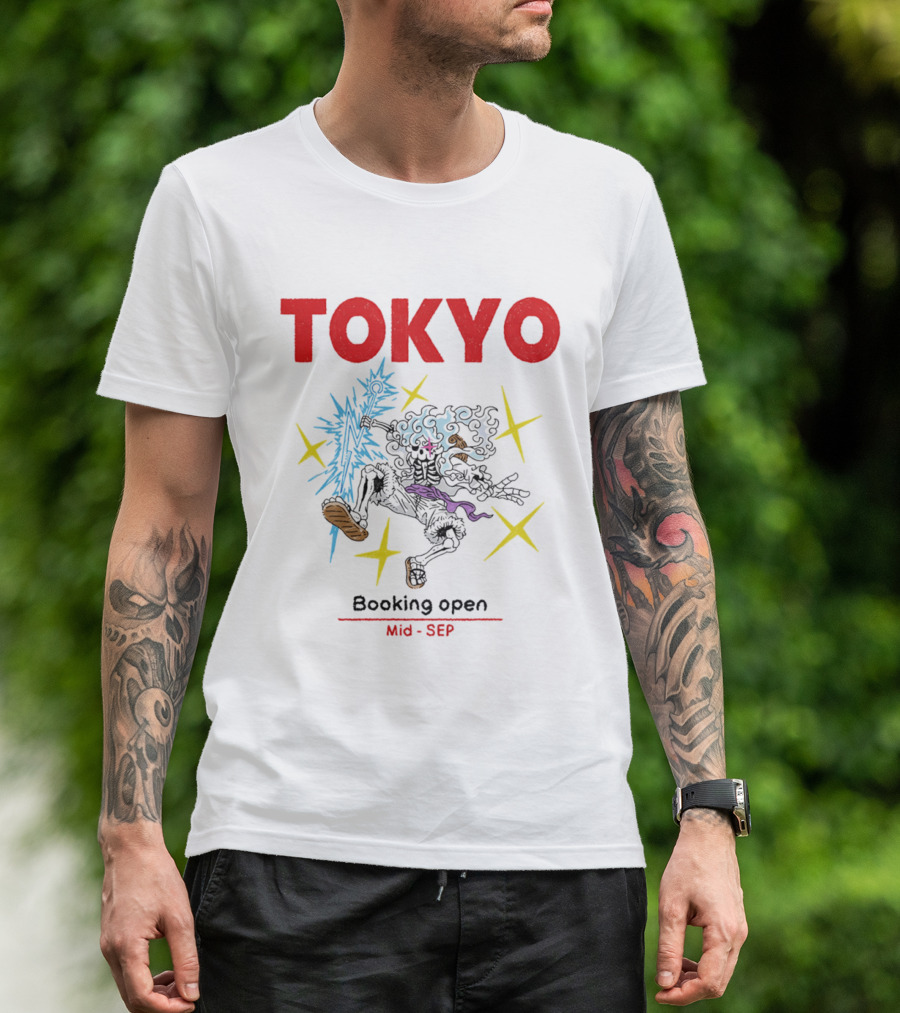 Tokyo Booking Open Mid Sep One Piece Luffy Skeleton Burst T-Shirt