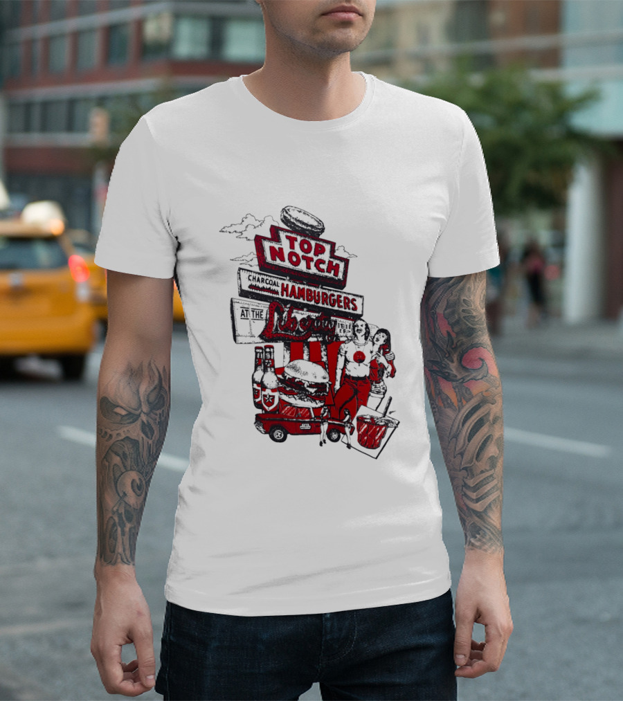Top Notch Hamburgers Liberty Car Drink Charcoal Vibes T-Shirt