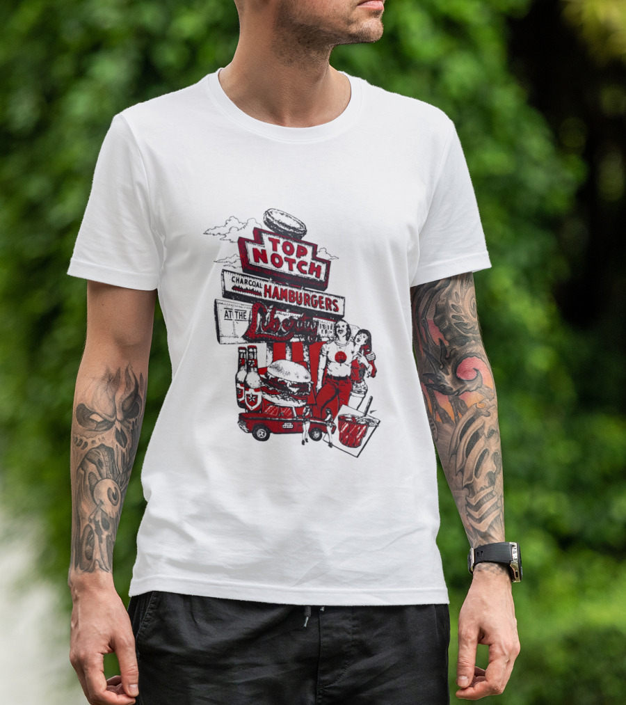 Top Notch Hamburgers Liberty Car Drink Charcoal Vibes T-Shirt