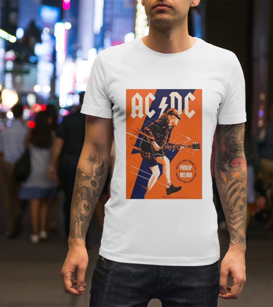 ACDC PWR UP Mile High Denver July 28 2026 Empower Field Event T-Shirt