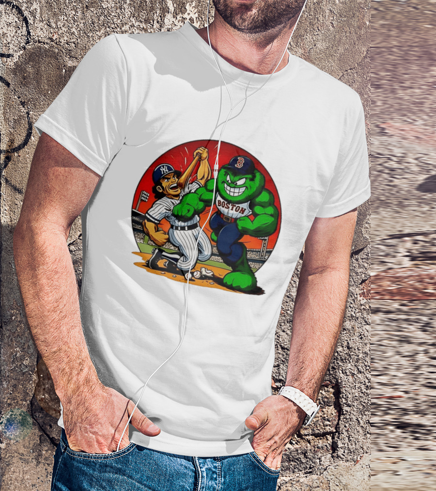 Boston Red Sox Vs New York Yankees Rivalry Cartoon Monsters Showdown T-Shirt