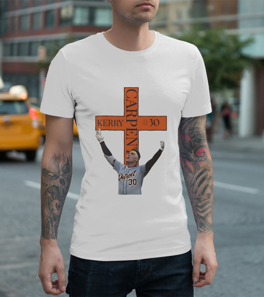 Kerry Carpenter Detroit Tigers #30 Praise The Lord Cross T-Shirt