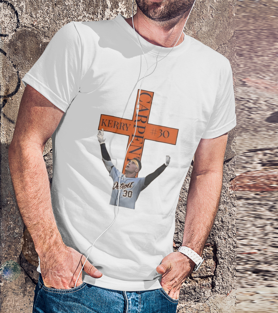 Kerry Carpenter Detroit Tigers #30 Praise The Lord Cross T-Shirt