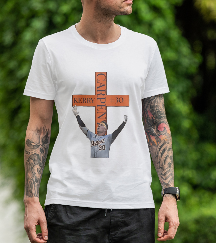 Kerry Carpenter Detroit Tigers #30 Praise The Lord Cross T-Shirt