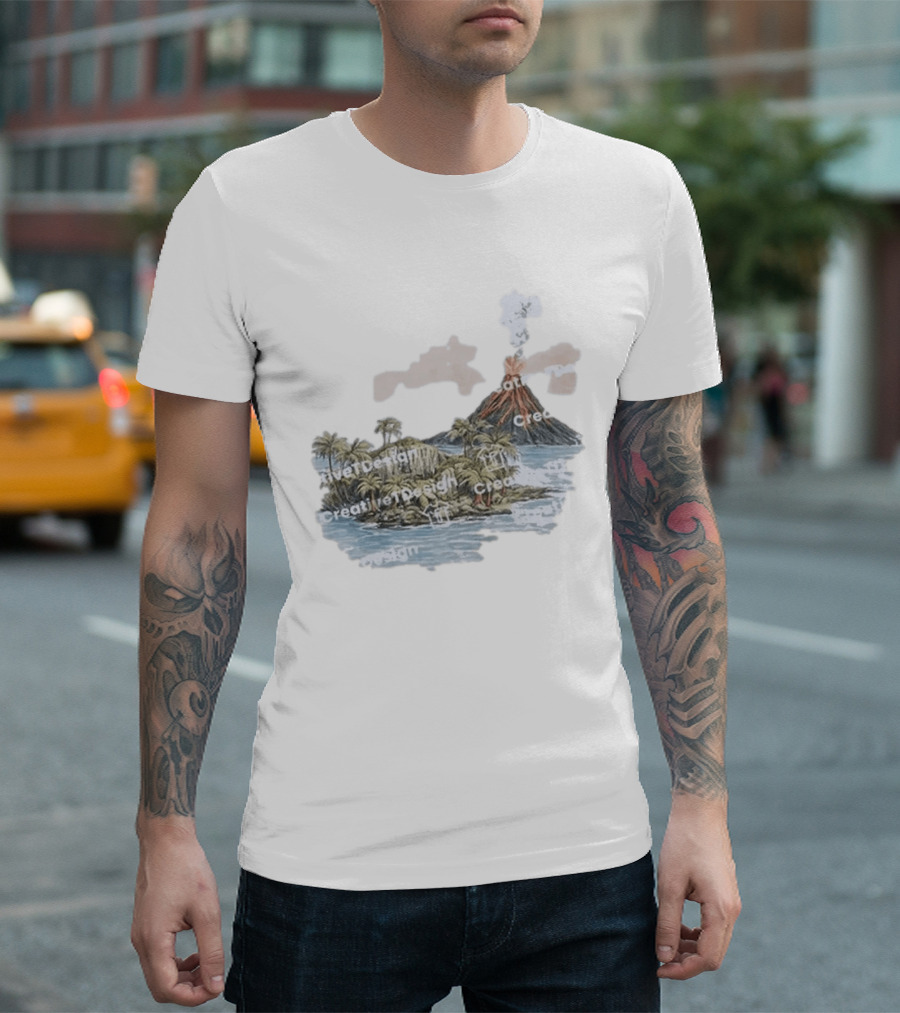 Lava Flow Volcano Tropical Island Creative T-Shirt