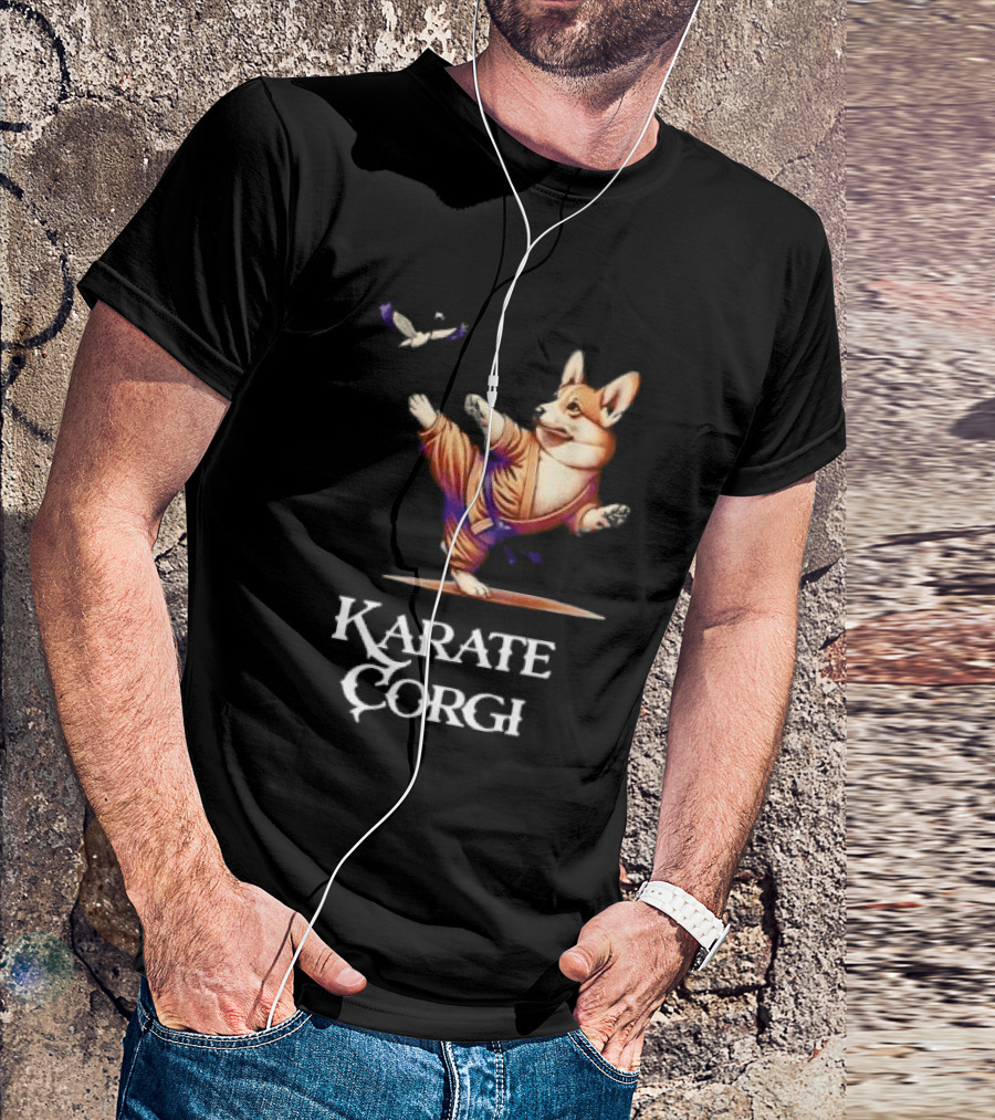 Karate Corgi Flying Crane Martial Arts Animal T-Shirt