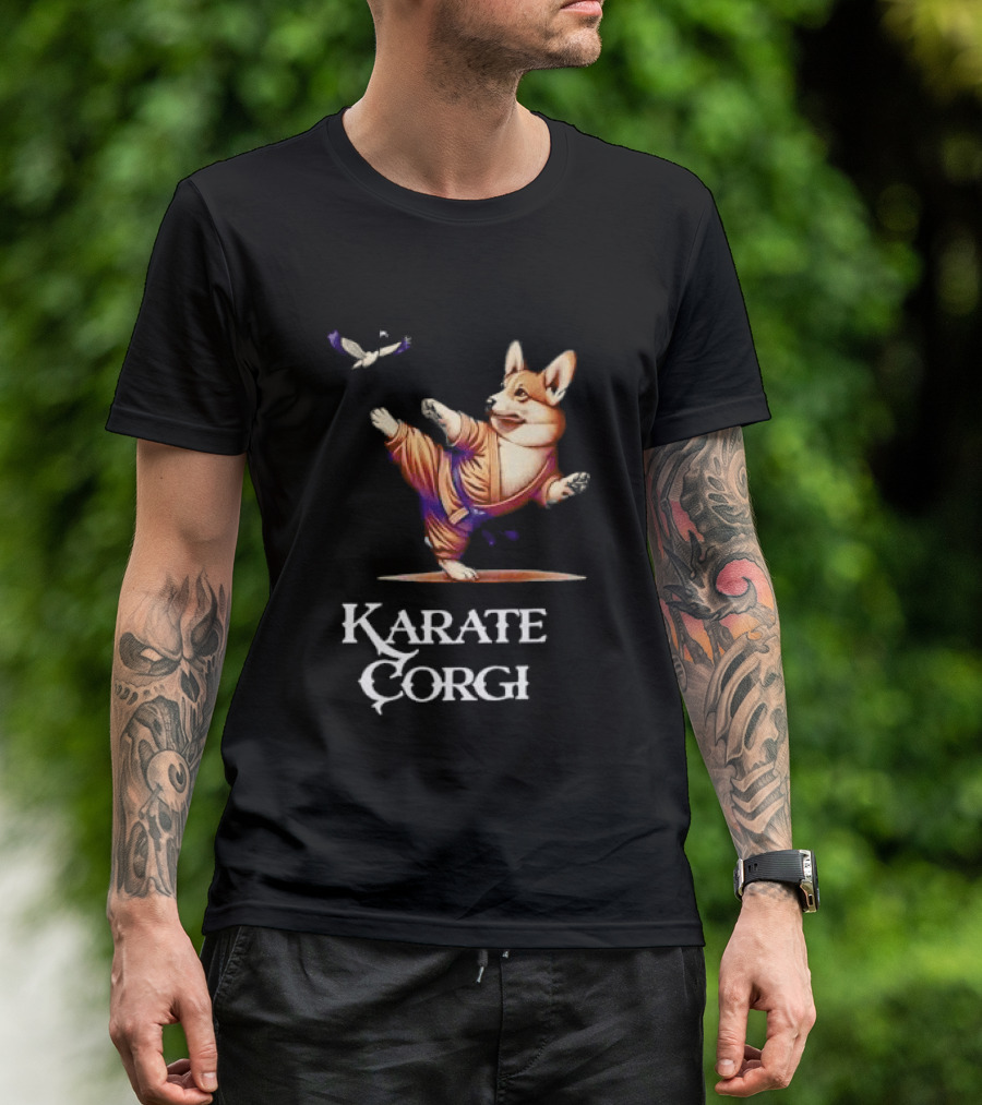 Karate Corgi Flying Crane Martial Arts Animal T-Shirt